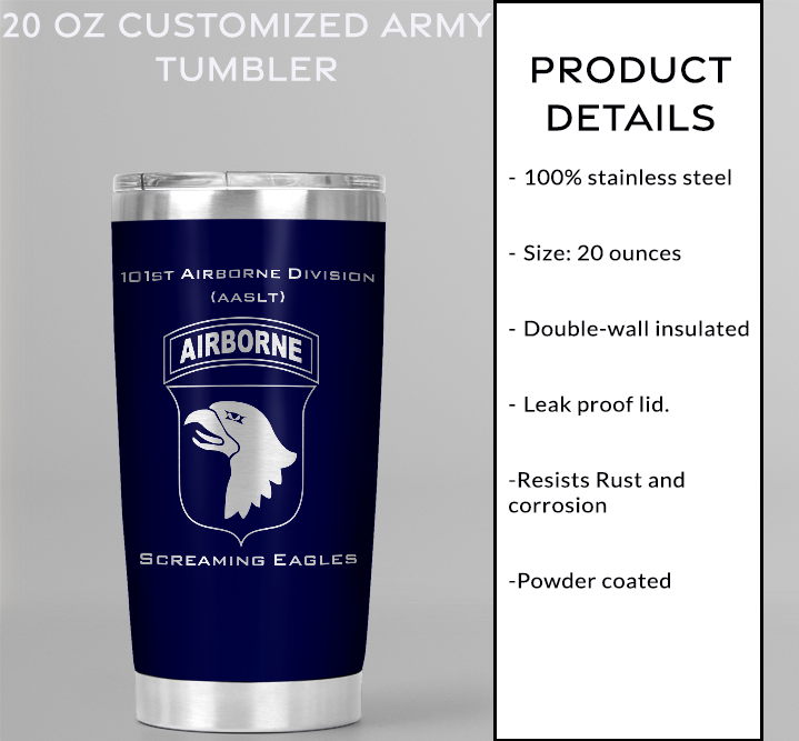 20oz, US Army, 101stAirborne Division Tumbler