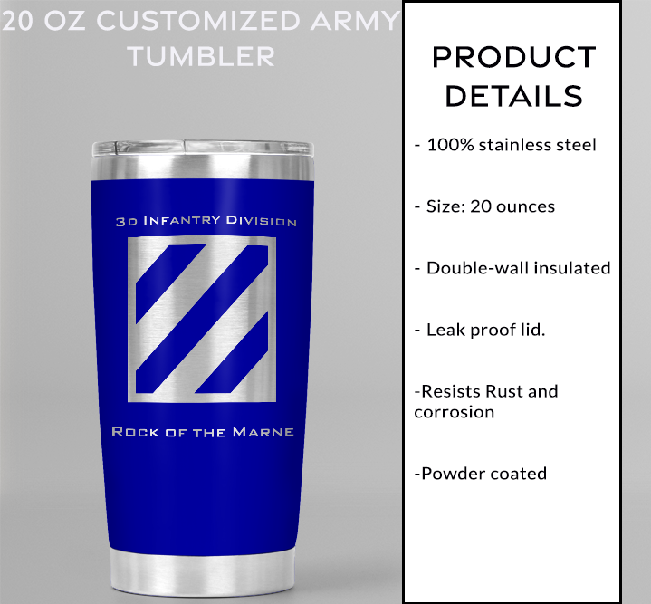 20oz, US Army, 3d Infantry Division Tumbler