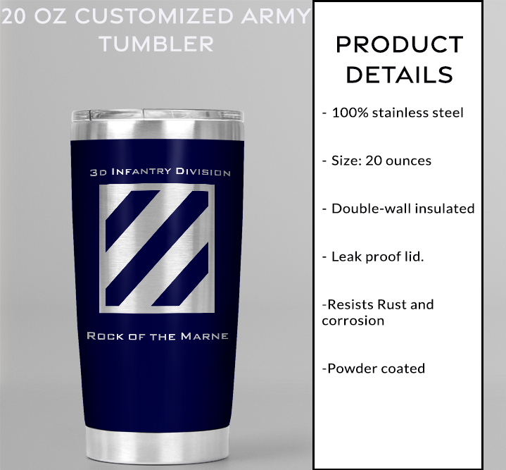 20oz, US Army, 3d Infantry Division Tumbler