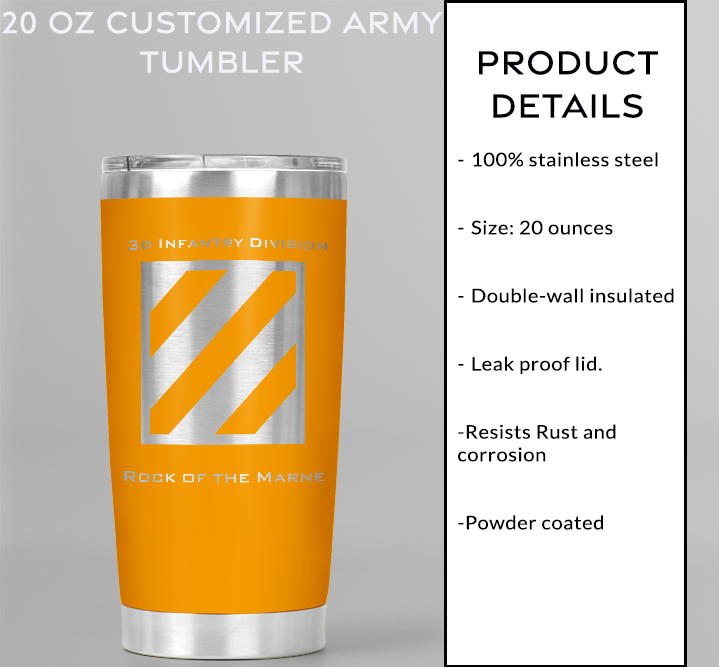 20oz, US Army, 3d Infantry Division Tumbler