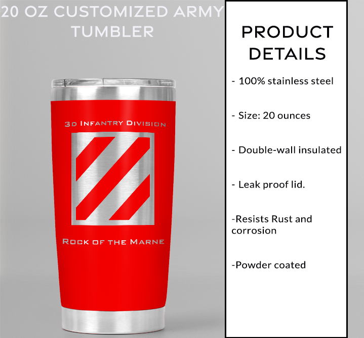 20oz, US Army, 3d Infantry Division Tumbler