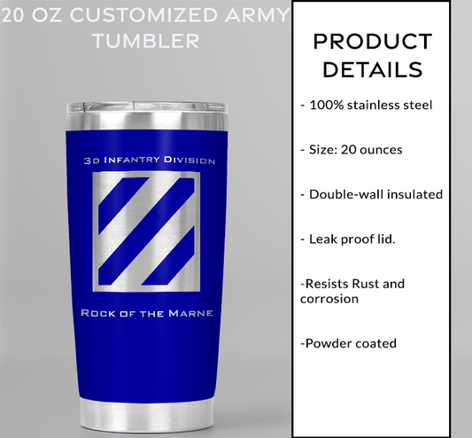 20oz, US Army, 3d  Infantry Division Tumbler